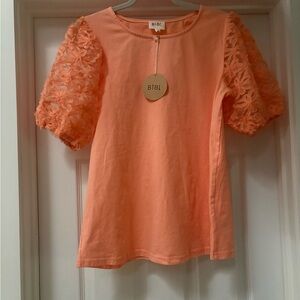 BiBi Lg NWT Orange Lace Sleeve Blouse